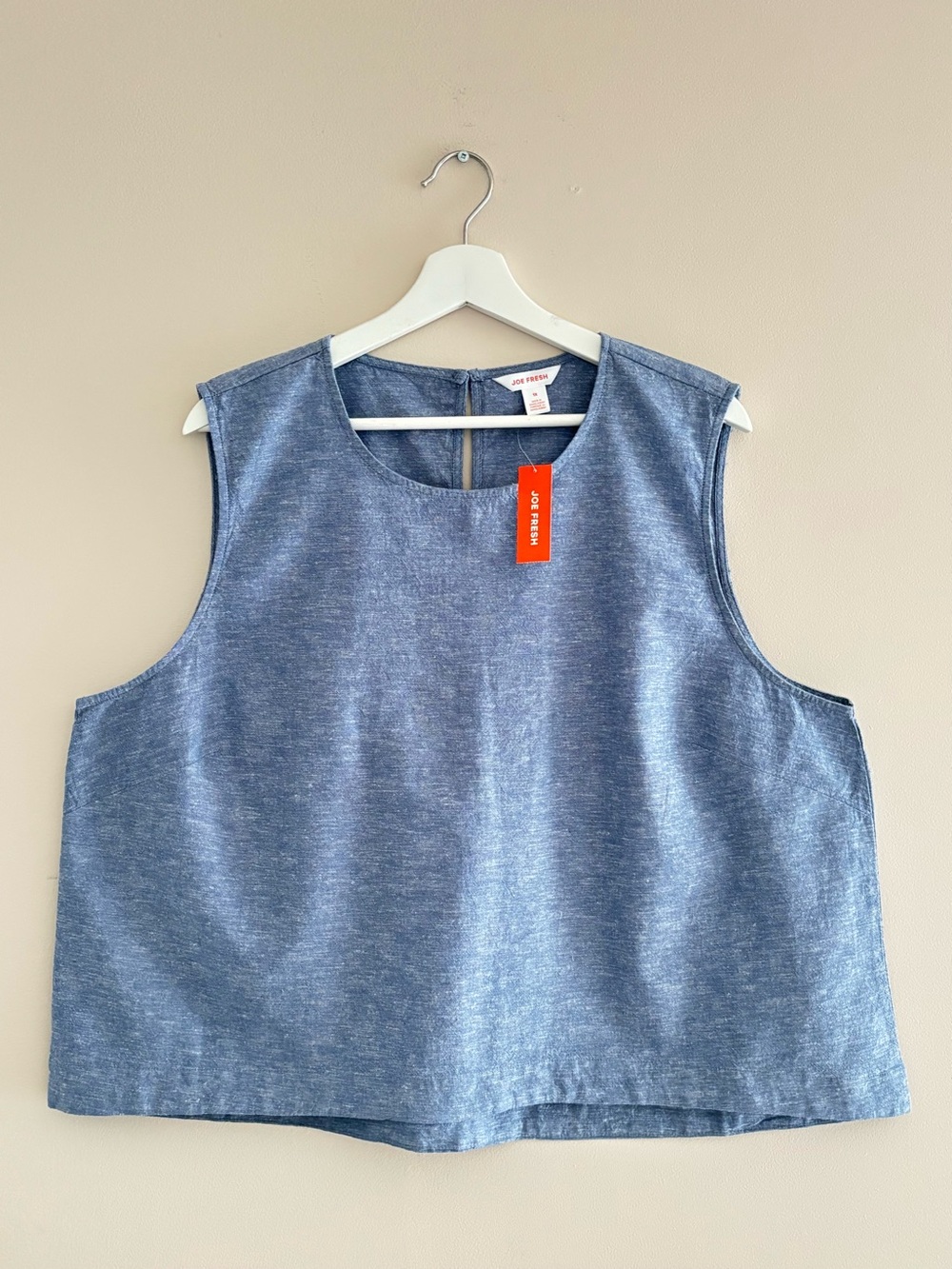 NWT Women’s Sleeveless Tank Top Plus Size 1X Light Blue 75% Cotton/25% Linen